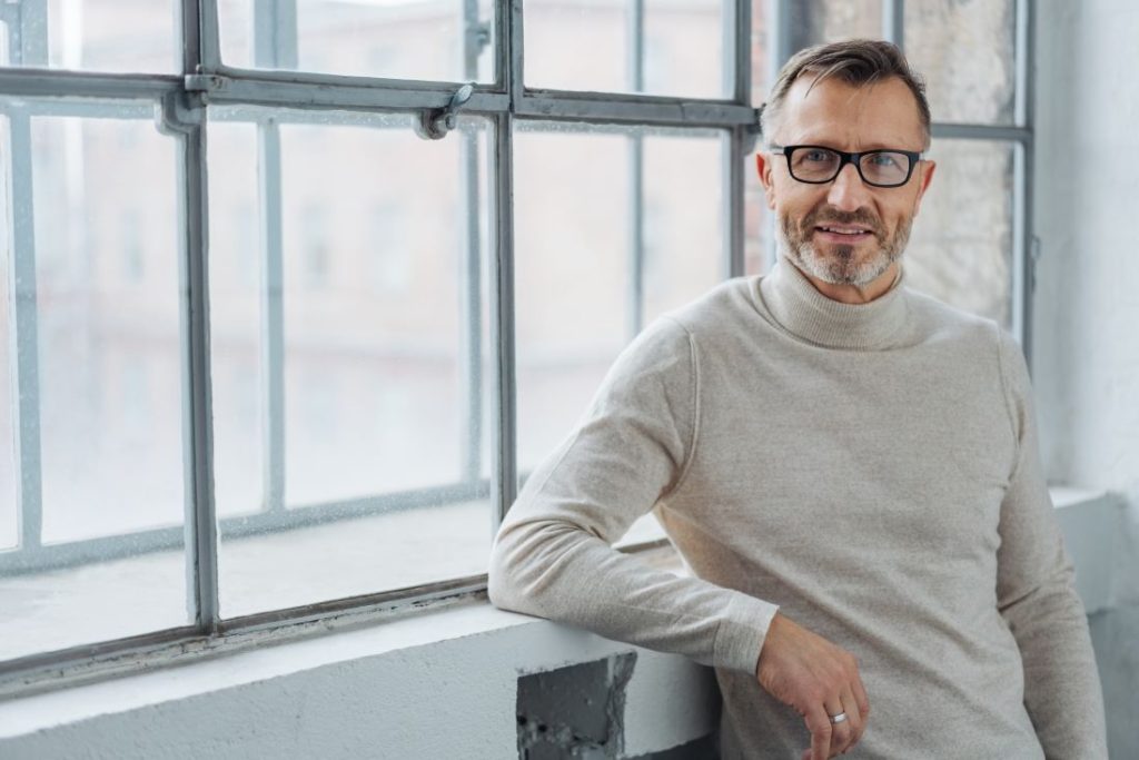 Middle aged man smiling