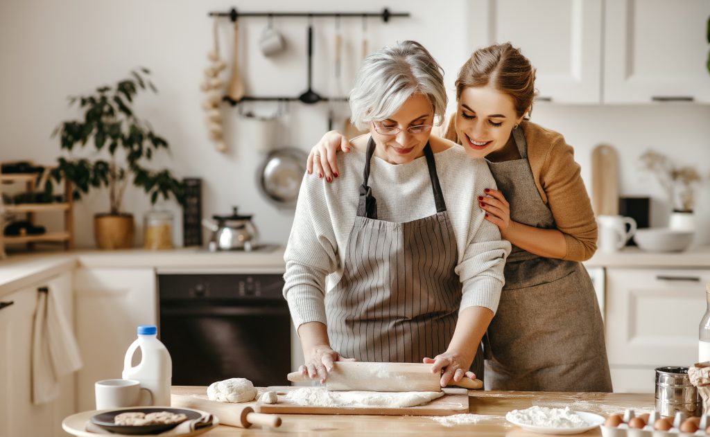 Family cooking together